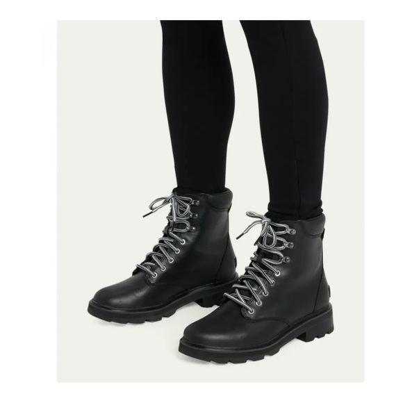 SOREL Lennox Leather Lace-Up Boots in Black Sea Salt NIB - Picture 1 of 9
